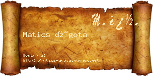 Matics Ágota névjegykártya